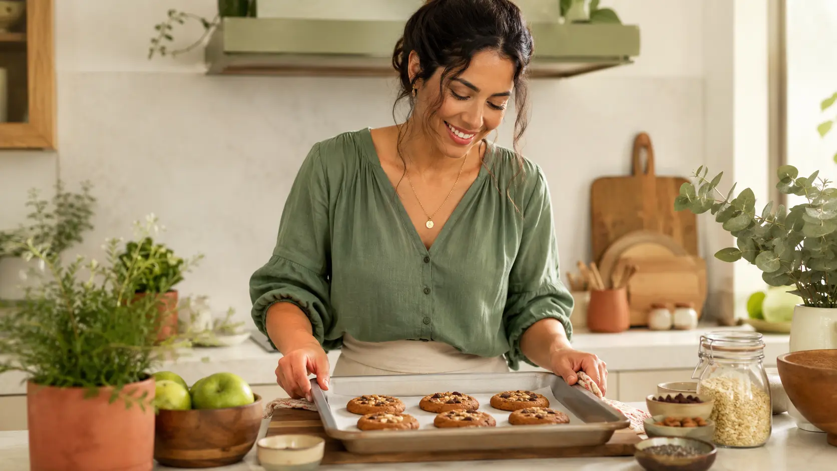 Mujer preparando cookies